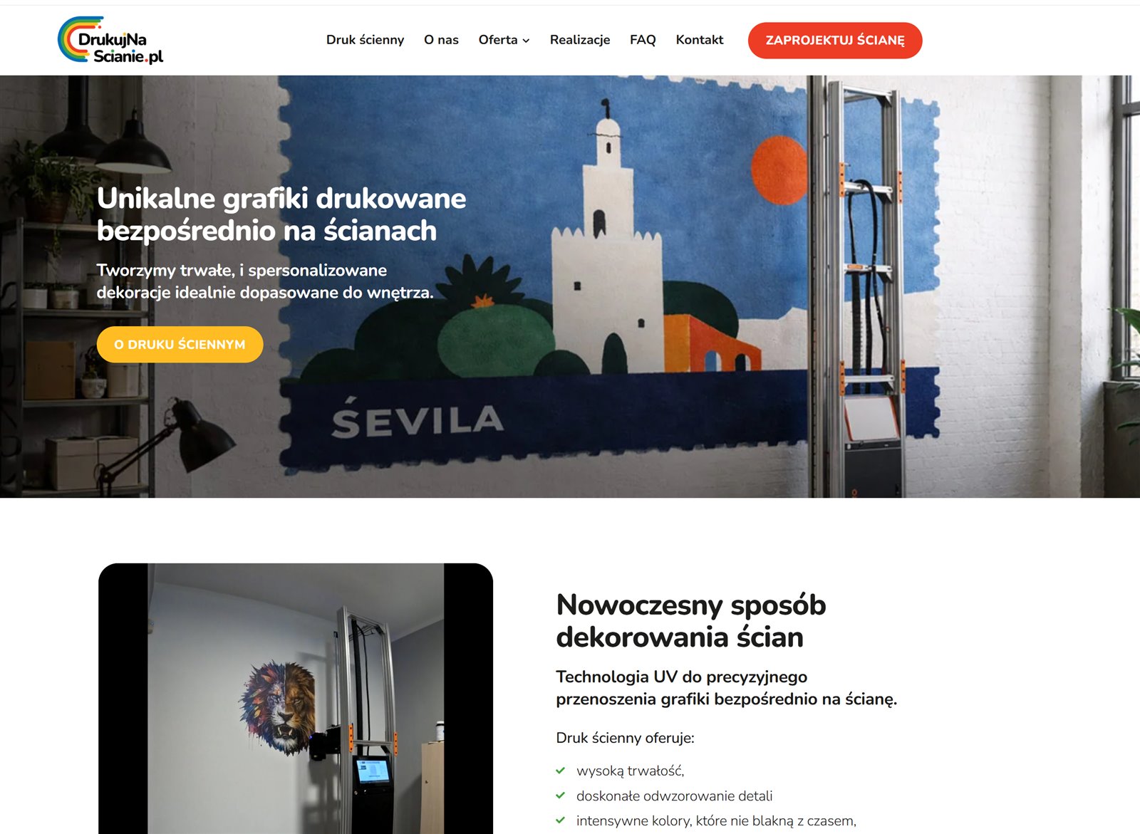 Druk ścienny - na sprzedaż gotowy biznes z maszyną, stroną www, SEO i szkoleniem